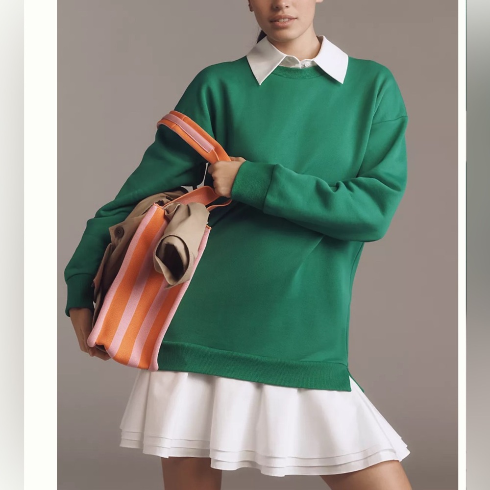 NWT English Factory Anthropology Green and White Twofer Dress